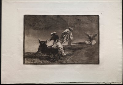 Walki byków: Bawią się innym z Peleryną w Ogrodzeniu, 1876. autorstwa Francisco de Goya