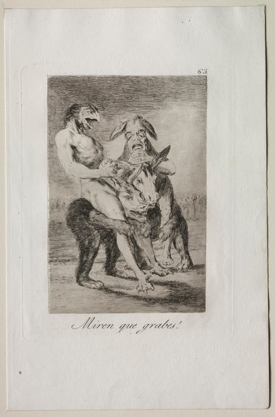 Kaprysy: Spójrz, jakie są poważne!. autorstwa Francisco de Goya