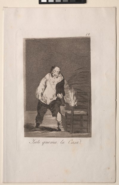 Caprichos: A jego dom płonie. autorstwa Francisco de Goya