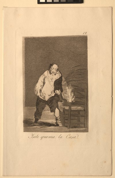 Caprichos: A jego dom się pali... autorstwa Francisco de Goya