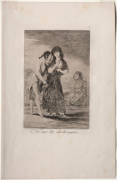 Caprichos: Nawet w ten sposób nie może jej wyrwać. autorstwa Francisco de Goya