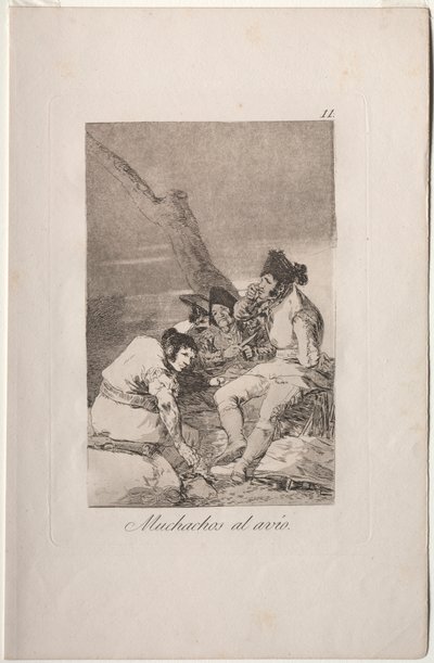 Caprichos: Chłopaki przygotowują się. autorstwa Francisco de Goya