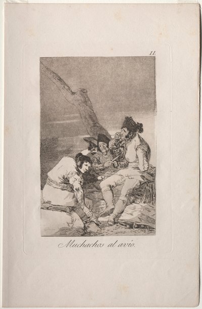 Caprichos: Chłopaki przygotowują się.. autorstwa Francisco de Goya