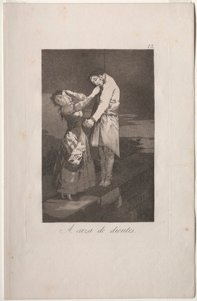 Caprichos: polowanie na zęby. autorstwa Francisco de Goya