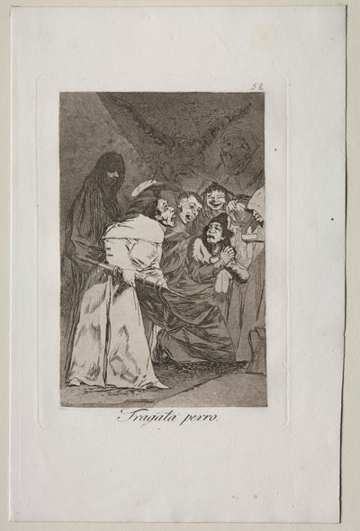 Caprichos: Połknij to, psie! autorstwa Francisco de Goya