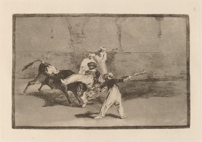 Ruchanie Maura na placu (Moor złapany przez byka na ringu) autorstwa Francisco de Goya