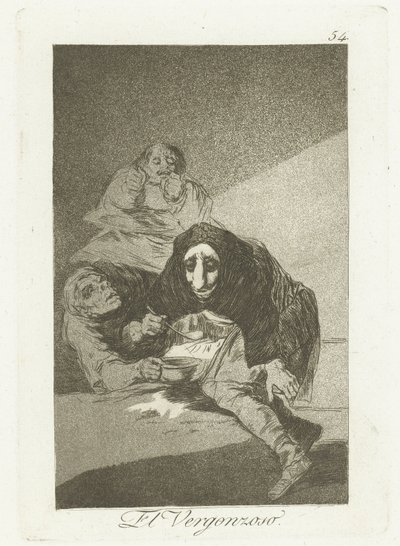 By schaamtevolle Wstydliwy (tytuł na obiekcie) Los Caprichos (tytuł serii) autorstwa Francisco de Goya