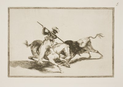 Natchniony Maurer Gazul jako pierwszy nabija byki zgodnie z zasadami autorstwa Francisco de Goya