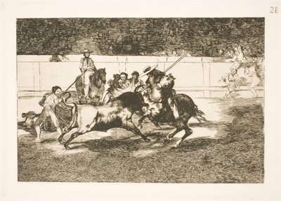 Potężny Rendon przebija byka, wypad, który spowodował jego śmierć na madryckiej arenie autorstwa Francisco de Goya