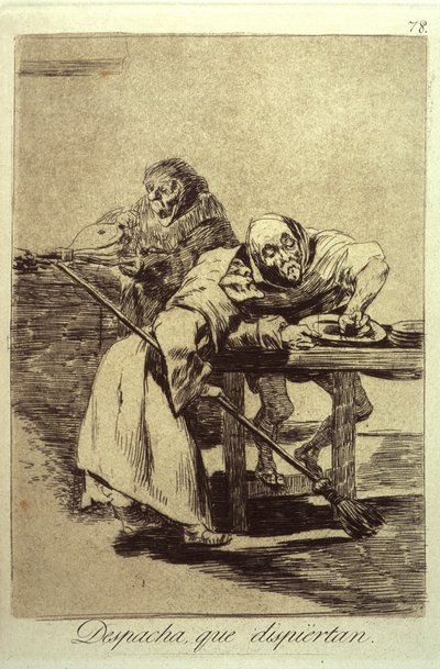 Despacha Que Dispiertan Szybko się budzą, płyta 78 z Los Caprichos, 1799 autorstwa Francisco de Goya