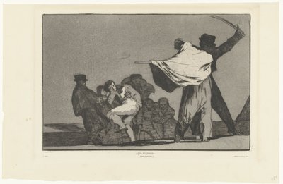 Ten żołnierz! Que Guerrero! (Quel guerrier) (tytuł na obiekcie) Disperate Conocido (znajome szaleństwo) Los Disparates (The Follies) (tytuł serii) Los Proverbios (Przysłowia) (tytuł serii) autorstwa Francisco de Goya