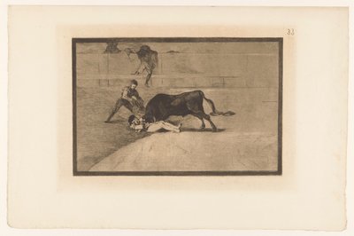 Dood van Pepe-Hillo na arenie van Madrid Niefortunna śmierć Pepe Illo na Plaza de Madrid Stierengevechten (tytuł serii) La Taureamachie (tytuł serii) Walka byków (tytuł serii) autorstwa Francisco de Goya