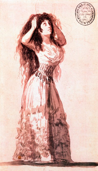 Księżna Alba porządkująca włosy. Rysunek Francisco de Goya y Lucientes (1746-1828). 1796. autorstwa Francisco de Goya