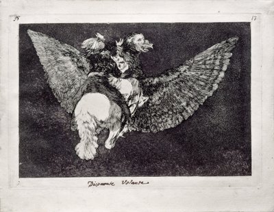 Latające szaleństwo z serii Los Disparates Follies, 1815-1819 autorstwa Francisco de Goya