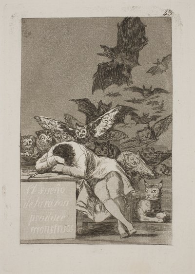 Sen rozsądku rodzi potwory autorstwa Francisco de Goya