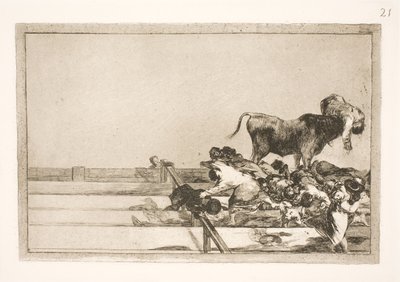 Straszne wydarzenia na frontach areny w Madrycie i śmierć burmistrza Torrejon autorstwa Francisco de Goya
