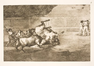 Koń rzucony na ziemię przez byka autorstwa Francisco de Goya