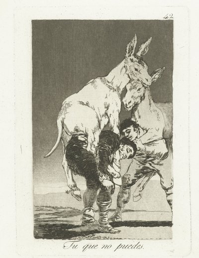 Ty, który już nie możesz Tu que no puedes (tytuł na obiekcie) Los Caprichos (tytuł serii) autorstwa Francisco de Goya
