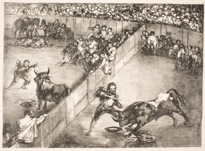 „La Division de la Place” [Walka byków na podzielonej arenie] autorstwa Francisco de Goya