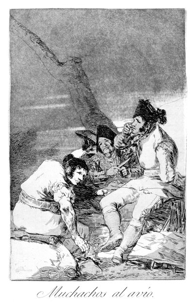 Chłopcy przygotowują się, 1799 autorstwa Francisco de Goya
