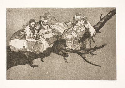Śmieszne szaleństwo (Chodzenie między gałęziami / rozmawianie przez kapelusz) autorstwa Francisco de Goya