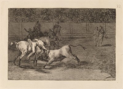 Mariano Ceballos, alias Indianin, zabija byka ze swojego konia (Mariano Ceballos, alias Indianin, zabija byka ze swojego konia) autorstwa Francisco de Goya