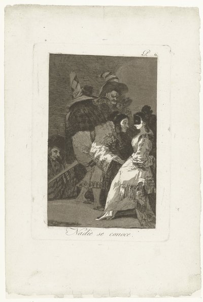 Nikt nie zna siebie Nadie se conoce (tytuł na obiekcie) Los Caprichos (tytuł serii) autorstwa Francisco de Goya