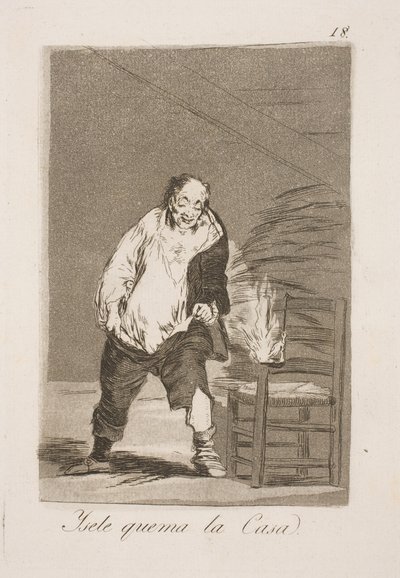I spalą jego dom autorstwa Francisco de Goya