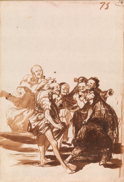 Starzy ludzie śpiewają i tańczą autorstwa Francisco de Goya