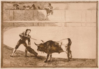 Pedro Romero, „Zabijanie unieruchomionego byka” (Pedro Romero matando á toro parado), z cyklu „Tauromaquia” autorstwa Francisco de Goya