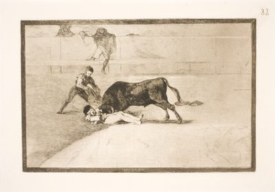 Niefortunna śmierć Pepe Illo na arenie w Madrycie autorstwa Francisco de Goya