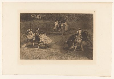 Picador wbija lancę w byka Un torero monte sur les épaules d