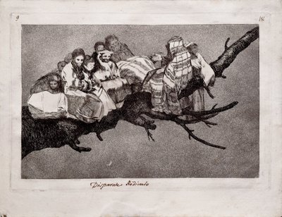 Śmieszne szaleństwo z serii Los Disparates Follies, 1815-1819 autorstwa Francisco de Goya