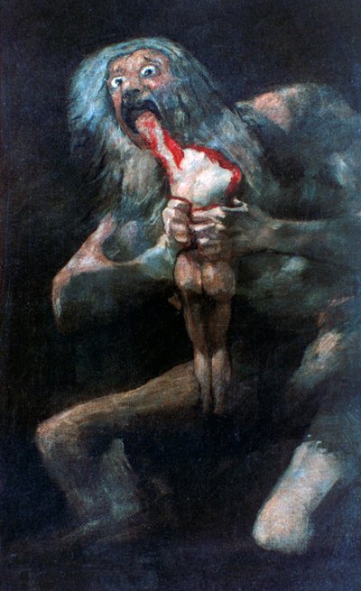 Saturn pożerający jedno ze swoich dzieci, 1821-1823 autorstwa Francisco de Goya