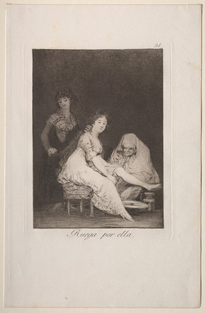 Caprichos: Ona się za nią modli autorstwa Francisco de Goya