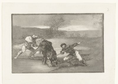Polowanie na byki pieszo Otro modo de cazar á pie Walka byków (tytuł serii) La Tauromaquia (tytuł serii) autorstwa Francisco de Goya
