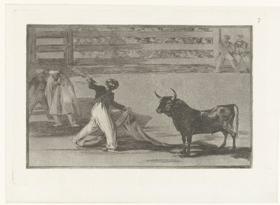 Stierenvechter spotkał się z banderillą Pochodzenie harpunów lub banderilli Stierenvechten (tytuł serii) Walka byków (tytuł serii) autorstwa Francisco de Goya