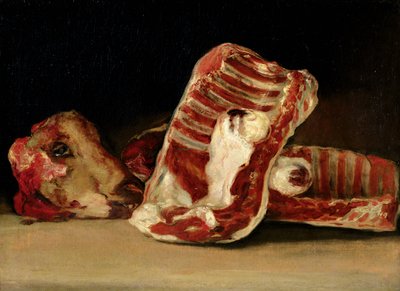Martwa natura z żeberkami i głową owcy - lada rzeźnika autorstwa Francisco de Goya