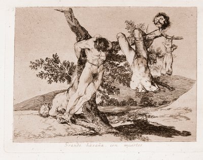 Katastrofy wojny: wielki wyczyn ze zmarłymi! (Grawerowanie po przygotowaniu rysunku autorstwa Francisco de Goya