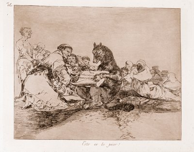 Katastrofy wojny : To najgorsze (akwaforta z rysunku przygotowawczego) autorstwa Francisco de Goya