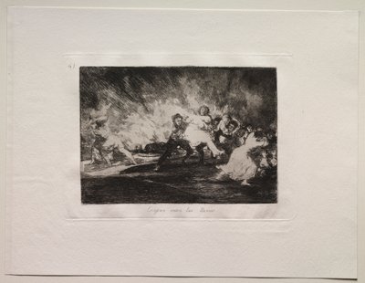 Okropności wojny: uciekają przez płomienie autorstwa Francisco de Goya