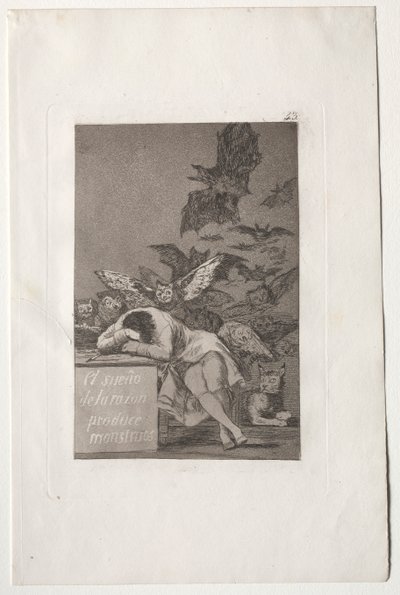 Sen rozsądku rodzi potwory autorstwa Francisco de Goya