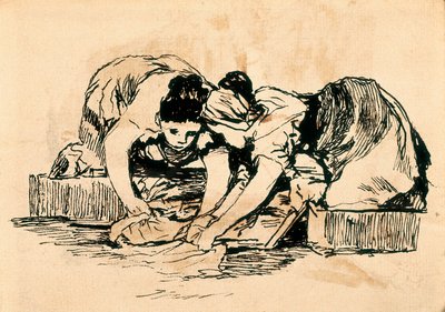 Praczki, koniec XVIII – początek XIX w. (rysunek) autorstwa Francisco de Goya