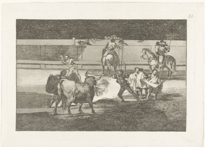 Torreador spotkał brandende banderillas zespoły ognia Walka byków (tytuł serii) Stierenvechten (tytuł serii) autorstwa Francisco de Goya