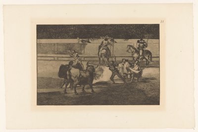 Torreador spotkał brandende banderillas zespoły ognia Stierengevecht (tytuł serii) La Taureamachie (tytuł serii) Walka byków (tytuł serii) autorstwa Francisco de Goya