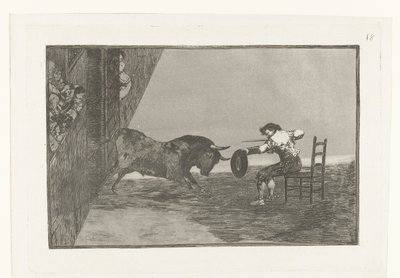 Uitdaging van Martincho in de arena van Zaragosa Lekkomyślność Martincho na Plaza de Zaragoza Walka byków (tytuł serii) Stierenvechten (tytuł serii) autorstwa Francisco de Goya