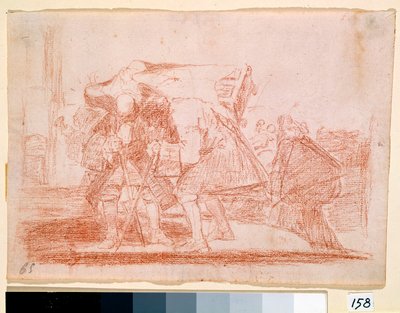 War Destres: „” To nie mniej”” Antyklerykalny nadruk na temat kultu świętych ikon. Rysunek przygotowawczy do akwaforty czerwonym ołówkiem autorstwa Francisco de Goya y Lucientes (1746-1828). 1810-1812. Madryt. Muzeum Prado autorstwa Francisco de Goya