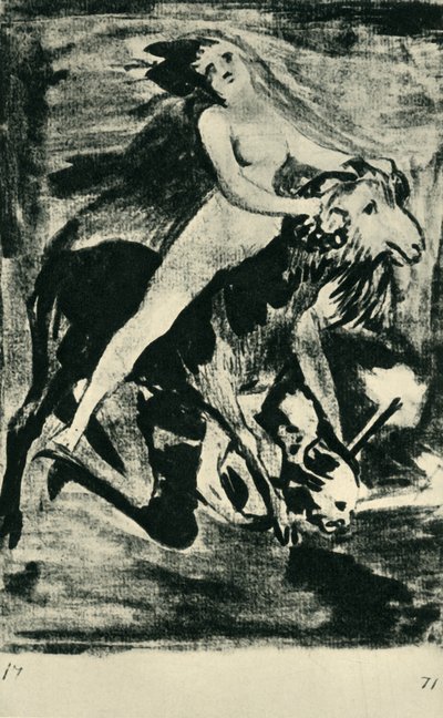 Czarownica na kozie, koniec XVIII-początek XIX wieku, 1943. autorstwa Francisco de Goya