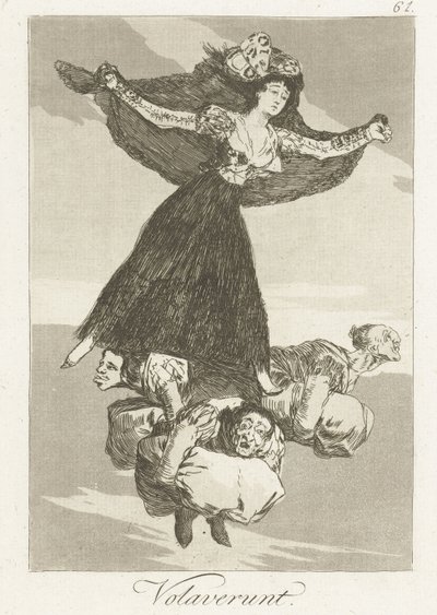 Polecieli Volaverunt (tytuł na obiekcie) Los Caprichos (tytuł serii) autorstwa Francisco de Goya