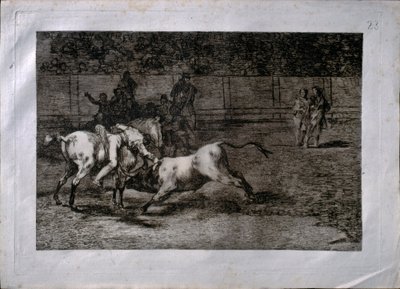 Mariano Ceballos, zwany el Indio, zabija byka z konia autorstwa Francisco de Goya